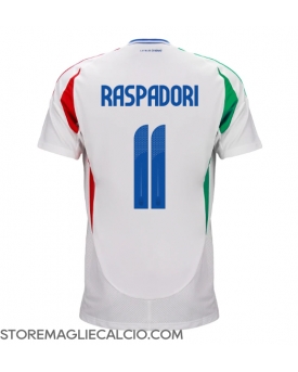 Italia Giacomo Raspadori #11 Maglia Gara Trasferta Repliche Europei 2024